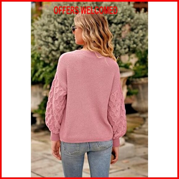 Chunky Knit Pullover Sweater, Loose Fit, Long Sleeve, Winter Casual Top - Picture 2 of 7